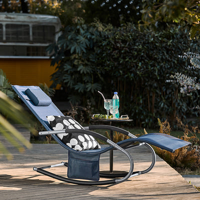 SoBuy Sonnenliege schaukel Liegestuhl für Gärten, Höfe 63x87x150cm Denimblue OGS28-NB