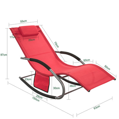 SoBuy Sonnenliege schaukel Liegestuhl für Gärten, Höfe 63x87x150cm Rot OGS28-R