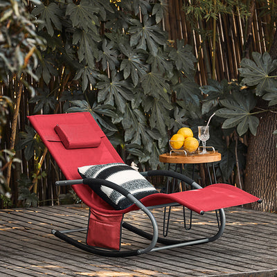 SoBuy Sonnenliege 2-er Set Liegestuhl für Gärten, Höfe 63x87x150cm Rot OGS28-Rx2