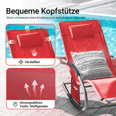 SoBuy Sonnenliege schaukel Liegestuhl für Gärten, Höfe 63x87x150cm Rot OGS28-R