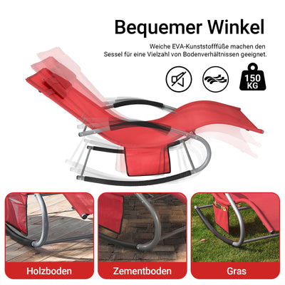 SoBuy Sonnenliege schaukel Liegestuhl für Gärten, Höfe 63x87x150cm Rot OGS28-R