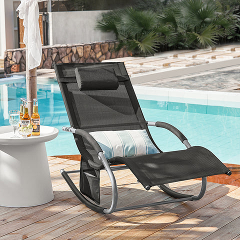 Sobuy | 2-set Garden Lounger | Sun Lounger s taškou | Palubní židle Beige | OGS28-mix2