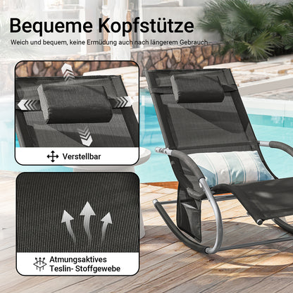 Vorverkauf | SoBuy Sonnenliege 2-er Set Liegestuhl für Gärten, Höfe 63x87x150cm Schwarz OGS28-SCHx2