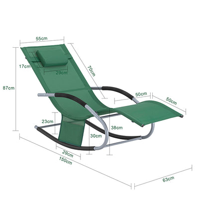 SoBuy Sonnenliege schaukel Liegestuhl für Gärten, Höfe 63x87x150cm Dunkelgrün OGS28-WD