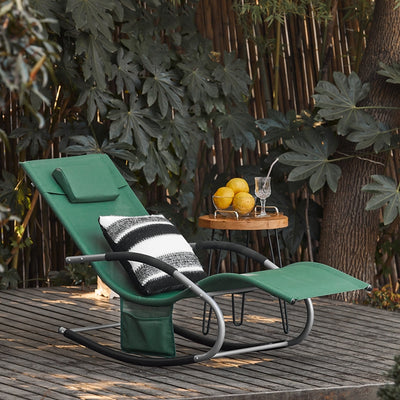 SoBuy Sonnenliege schaukel Liegestuhl für Gärten, Höfe 63x87x150cm Dunkelgrün OGS28-WD