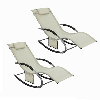 SoBuy Sonnenliege 2-er Set Liegestuhl für Gärten, Höfe 63x87x150cm Beige OGS28-MIx2