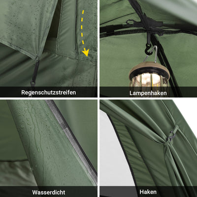SoBuy | 7in1 Zelt Campingzelt 1 Person | Outdoor | Feldbett | Grün | 193x160x86cm | OGS32-GR