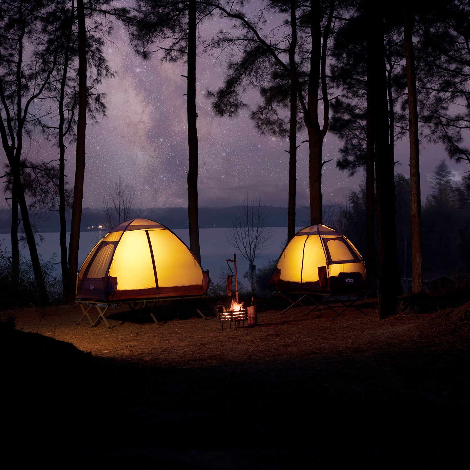 SoBuy | 7in1 Zelt Campingzelt | 1 Person | Outdoor | Feldbett | Hellgrau | 193x160x86cm | OGS32-HG