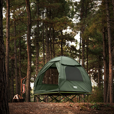 SoBuy | 3in1-Zelt Campingzelt Outdoor Feldbett 2 Person Grün 193x188x145cm | OGS32-II-L-GR