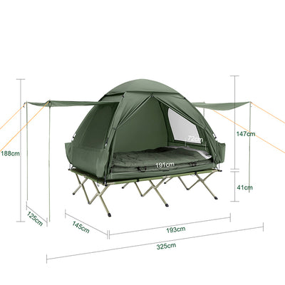 SoBuy 7in1 Zelt Campingzelt 2 Personen Outdoor Feldbett Grün 193x188x145cm OGS32-L-GR