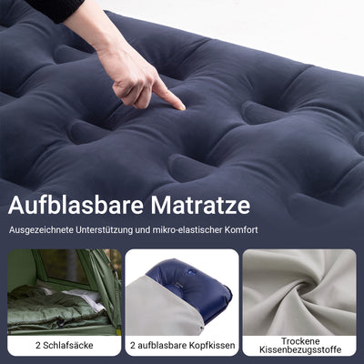 SoBuy 7in1 Zelt Campingzelt 2 Personen Outdoor Feldbett Grün 193x188x145cm OGS32-L-GR