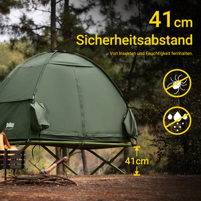 SoBuy | 3in1-Zelt Campingzelt Einzelzelt Outdoor Feldbett Grün 193x160x86cm | OGS32-II-GR