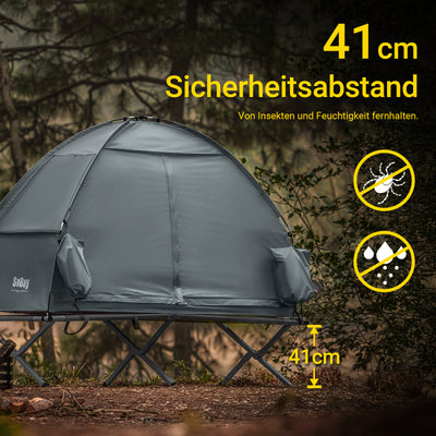 SoBuy | 3in1-Zelt Campingzelt Einzelzelt Outdoor Feldbett Grau 193x160x86cm | OGS32-II-HG