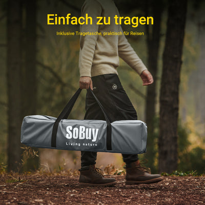 SoBuy | 3in1-Zelt Campingzelt Einzelzelt Outdoor Feldbett Grau 193x160x86cm | OGS32-II-HG