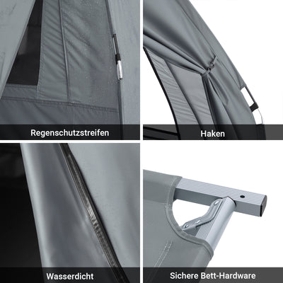 SoBuy | 3in1-Zelt Campingzelt Einzelzelt Outdoor Feldbett Grau 193x160x86cm | OGS32-II-HG