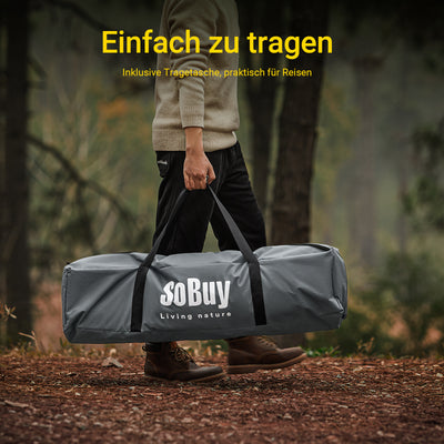 SoBuy | 3in1-Zelt Campingzelt Outdoor Feldbett 2 Person Grau 193x188x145cm | OGS32-II-L-HG
