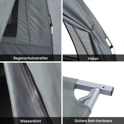 SoBuy | 3in1-Zelt Campingzelt Outdoor Feldbett 2 Person Grau 193x188x145cm | OGS32-II-L-HG
