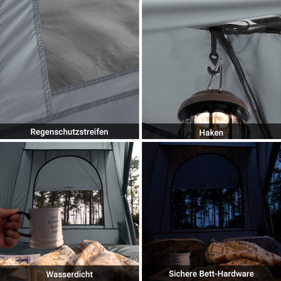 SoBuy | 3in1-Zelt Campingzelt Outdoor Feldbett 2 Person Grau 193x188x145cm | OGS32-II-L-HG