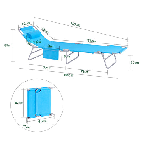 SoBuy | Strandliege | Gartenliege | Sonnenliege klappbar | Blau | OGS35-Bx2