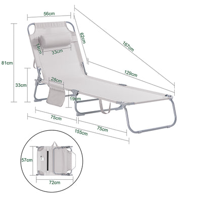 SoBuy | Gartenliege | Sonnenliege klappbar | Beige | OGS35-MI