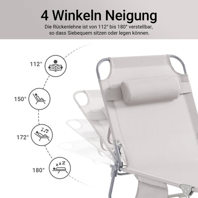 SoBuy | 2-er Set Gartenliege | Sonnenliege klappbar | Liegestuhl für Gärten, Höfe, Strände | Beige | OGS35-MIx2