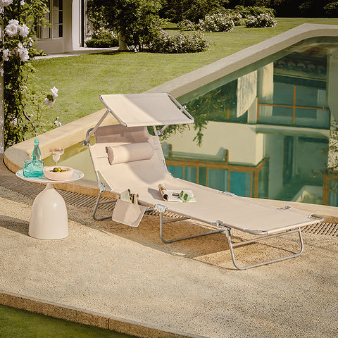 SoBuy | Strandliege | Gartenliege | Sonnenliege klappbar | Beige | OGS35-MIx2