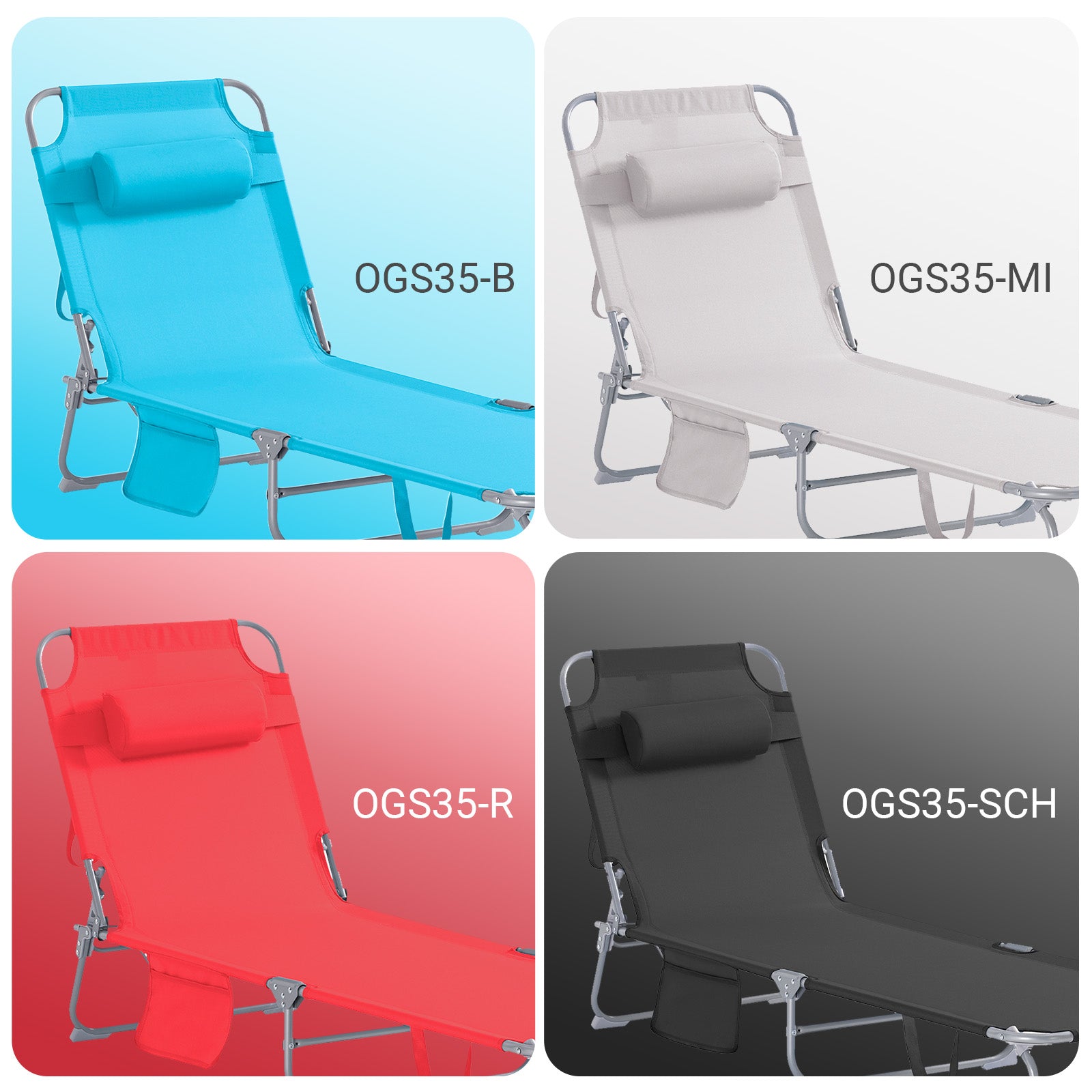 SoBuy | Gartenliege | Sonnenliege klappbar | Liegestuhl für Gärten Höfe Strände | Rot | OGS35-R