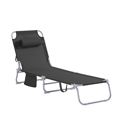 SoBuy | Gartenliege | Sonnenliege klappbar | Schwarz | OGS35-SCH