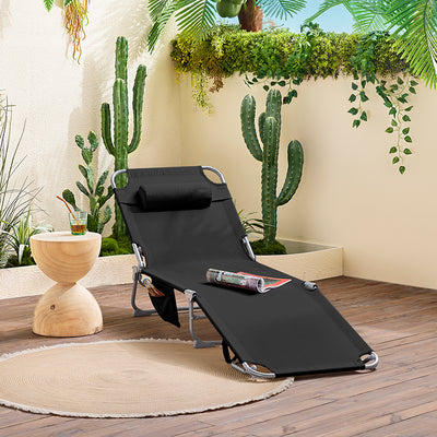 SoBuy | Gartenliege | Sonnenliege klappbar | Schwarz | OGS35-SCH