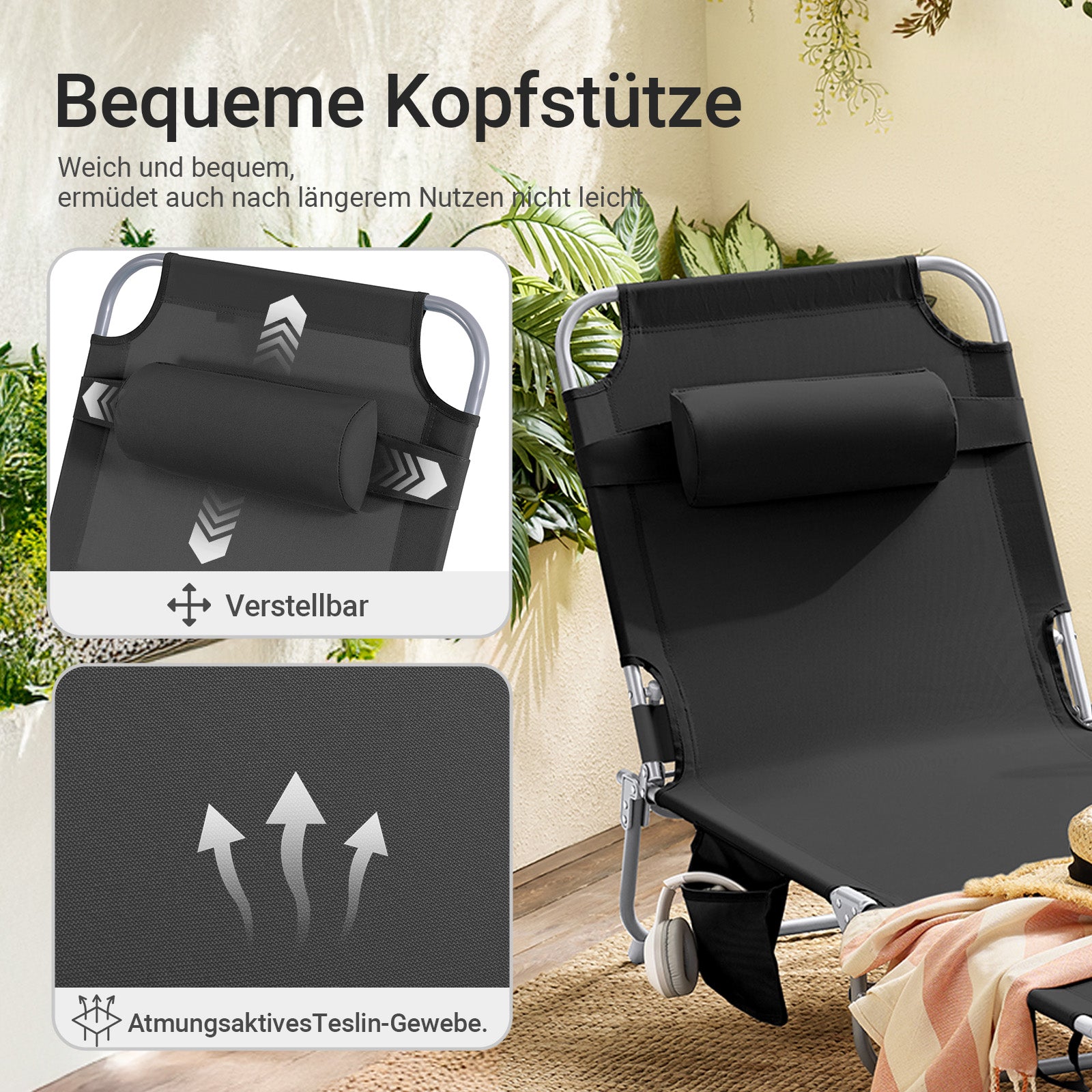 Vorverkauf | SoBuy | 2-er Set Gartenliege | Sonnenliege klappbar | Schwarz | OGS35-SCHx2