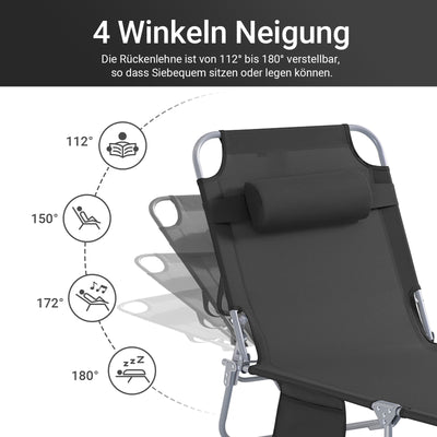 SoBuy | Gartenliege | Sonnenliege klappbar | Schwarz | OGS35-SCH