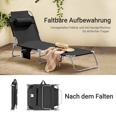 SoBuy | Gartenliege | Sonnenliege klappbar | Schwarz | OGS35-SCH
