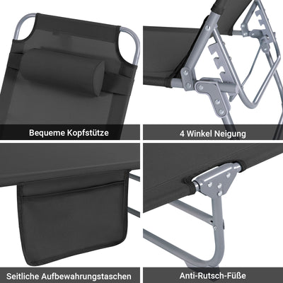 SoBuy | Gartenliege | Sonnenliege klappbar | Schwarz | OGS35-SCH