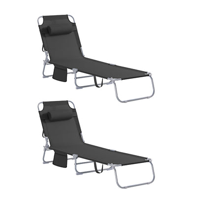 SoBuy | 2-er Set Gartenliege | Sonnenliege klappbar | Schwarz | OGS35-SCHx2