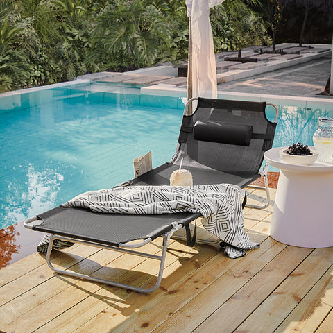 Sobuy | Plážová Lounger | Zahrada Lounger | Sun Lounger skládací | Černá | OGS35-SCH