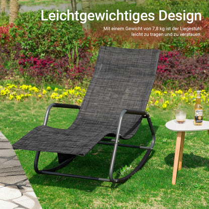 SoBuy | Schaukelliege | Sonnenliege mit Seitentasche | Gartenliege | Relaxstuhl | Schwungliege | Schwarz/Grau | OGS47-MS