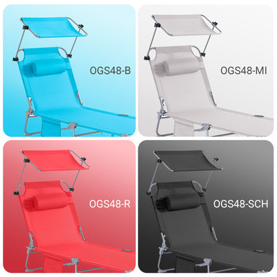SoBuy | Sonnenliege mit Sonnendach | Relaxstuhl für Gärten, Höfe, Strände | Blau | OGS48-B
