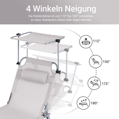 Vorverkauf | SoBuy | Sonnenliege mit Sonnendach  | Relaxstuhl für Gärten, Höfe, Strände | Beige | OGS48-MI