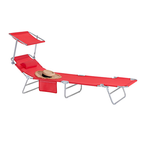 Sobuy | Sun Lounger se střešním oknem Zahrada Lounger | Skládací Lounger Červená | OGS48-R