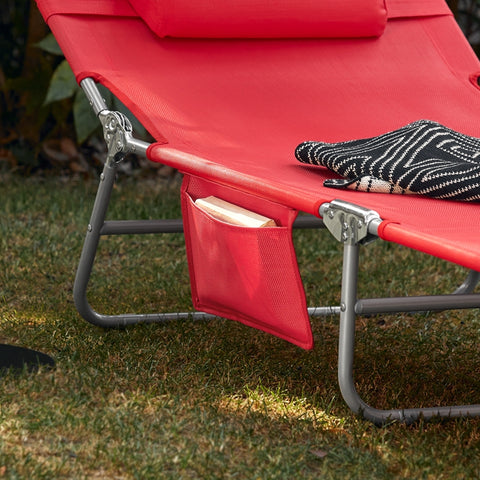 Sobuy | Sun Lounger se střešním oknem Zahrada Lounger | Skládací Lounger Červená | OGS48-R