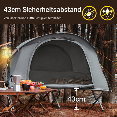 SoBuy 4in1-Zelt Campingzelt Feldbett 1 Mann Zelt Outdoor Grau 194x147x87cm OGS60-HG