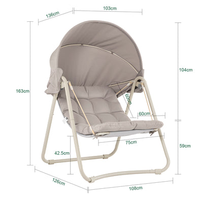 Vorverkauf | SoBuy Outdoor Hängesessel mit Sonnendach | Hängestuhl für Garten & Balkon Beige OGS62-MI