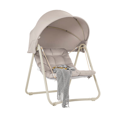 Vorverkauf | SoBuy Outdoor Hängesessel mit Sonnendach | Hängestuhl für Garten & Balkon Beige OGS62-MI