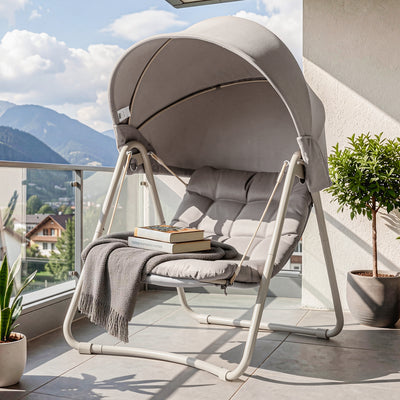 Vorverkauf | SoBuy Outdoor Hängesessel mit Sonnendach | Hängestuhl für Garten & Balkon Beige OGS62-MI
