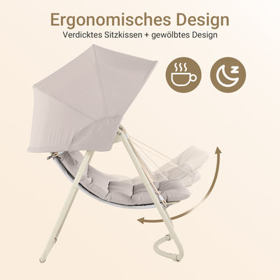 Vorverkauf | SoBuy Outdoor Hängesessel mit Sonnendach | Hängestuhl für Garten & Balkon Beige OGS62-MI