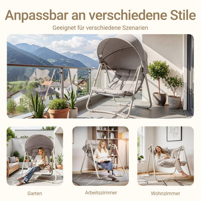 Vorverkauf | SoBuy Outdoor Hängesessel mit Sonnendach | Hängestuhl für Garten & Balkon Beige OGS62-MI