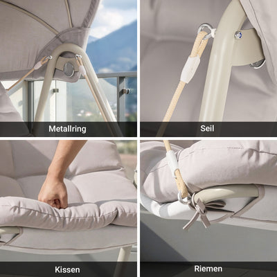 Vorverkauf | SoBuy Outdoor Hängesessel mit Sonnendach | Hängestuhl für Garten & Balkon Beige OGS62-MI