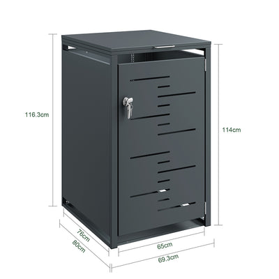 SoBuy | Mülltonnenboxen | Mülltonnenbox 240l 1er abschließbar | Dark Gray | 69×80×116 cm | OGS63-DG