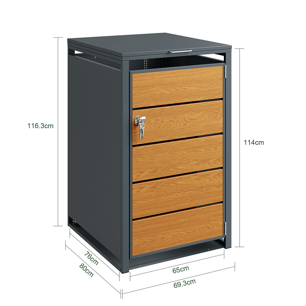 SoBuy | Mülltonnenboxen | 1er Mülltonnenbox 240l abschließbar | Dark Gray | 69×80×116 cm | OGS63-N