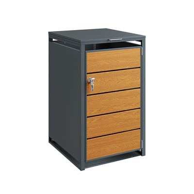 SoBuy | Mülltonnenboxen | 1er Mülltonnenbox 240l abschließbar | Dark Gray | 69×80×116 cm | OGS63-N
